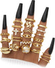 Gold Knuckle Rings Set for Women, Stackable Midi Chunky Rings Pack - Gold-22 Pcs