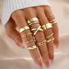 Gold Knuckle Rings Set for Women, Stackable Midi Chunky Rings Pack - view 5