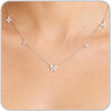 Dainty Silver Gold Necklaces for Women Station Choker Simulated Diamond Necklace Simple Layering CZ Necklace Jewelry Gifts - Silver Butterfly