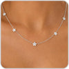 Dainty Silver Gold Necklaces for Women Station Choker Simulated Diamond Necklace Simple Layering CZ Necklace Jewelry Gifts - Silver Star