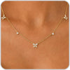 Dainty Silver Gold Necklaces for Women Station Choker Simulated Diamond Necklace Simple Layering CZ Necklace Jewelry Gifts - Gold Butterfly