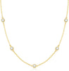 Dainty Silver Gold Necklaces for Women Station Choker Simulated Diamond Necklace Simple Layering CZ Necklace Jewelry Gifts - Gold 5pcs Round CZ-Cable Chain