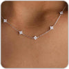 Dainty Silver Gold Necklaces for Women Station Choker Simulated Diamond Necklace Simple Layering CZ Necklace Jewelry Gifts - Silver Flower