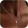 Dainty Silver Gold Necklaces for Women Station Choker Simulated Diamond Necklace Simple Layering CZ Necklace Jewelry Gifts - Silver Square