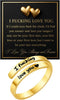 I Fcking Love You Ring For Women, Open Adjustable Stainless Steel Engraved Heart Spiral Wrap Twist Vintage Promise Rings Inspirational Jewelry for - I Love You Gold #4