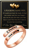 I Fcking Love You Ring For Women, Open Adjustable Stainless Steel Engraved Heart Spiral Wrap Twist Vintage Promise Rings Inspirational Jewelry for - I Love You Rose Gold #4