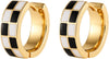 Checker Cartilage Hoops Teacher Earrings for Women White Black Enamel Gold - main view