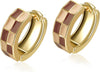 Checker Cartilage Hoops Teacher Earrings for Women White Black Enamel Gold - Maillard-Gold