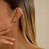 Checker Cartilage Hoops Teacher Earrings for Women White Black Enamel Gold - view 2