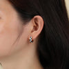 Checker Cartilage Hoops Teacher Earrings for Women White Black Enamel Gold - view 3