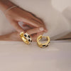 Checker Cartilage Hoops Teacher Earrings for Women White Black Enamel Gold - view 4