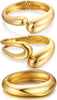 Chunky Gold Bangle Bracelets for Women with Dainty 14k Gold Plated Big Stackable Bangles Set Statement Cuff Bracelet Stack Fashion Jewelry Gifts - A9-gold