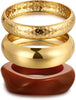 Chunky Gold Bangle Bracelets for Women with Dainty 14k Gold Plated Big Stackable Bangles Set Statement Cuff Bracelet Stack Fashion Jewelry Gifts - Gold & acrylic bangles
