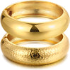 Chunky Gold Bangle Bracelets for Women with Dainty 14k Gold Plated Big Stackable Bangles Set Statement Cuff Bracelet Stack Fashion Jewelry Gifts - 2 Chunky bangles