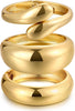 Chunky Gold Bangle Bracelets for Women with Dainty 14k Gold Plated Big Stackable Bangles Set Statement Cuff Bracelet Stack Fashion Jewelry Gifts - 3 Big chunky bangles