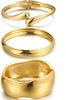 Chunky Gold Bangle Bracelets for Women with Dainty 14k Gold Plated Big Stackable Bangles Set Statement Cuff Bracelet Stack Fashion Jewelry Gifts - 3 Chunky & thin bangles