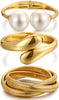 Chunky Gold Bangle Bracelets for Women with Dainty 14k Gold Plated Big Stackable Bangles Set Statement Cuff Bracelet Stack Fashion Jewelry Gifts - Big pearl bangles