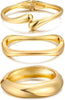 Chunky Gold Bangle Bracelets for Women with Dainty 14k Gold Plated Big Stackable Bangles Set Statement Cuff Bracelet Stack Fashion Jewelry Gifts - A1-gold