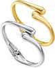 Chunky Gold Bangle Bracelets for Women with Dainty 14k Gold Plated Big Stackable Bangles Set Statement Cuff Bracelet Stack Fashion Jewelry Gifts - 2 Silver & gold thin bangles