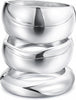 Chunky Gold Bangle Bracelets for Women with Dainty 14k Gold Plated Big Stackable Bangles Set Statement Cuff Bracelet Stack Fashion Jewelry Gifts - 3 Silver chunky bangles