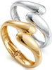 Chunky Gold Bangle Bracelets for Women with Dainty 14k Gold Plated Big Stackable Bangles Set Statement Cuff Bracelet Stack Fashion Jewelry Gifts - 2 Silver & gold dome bangles