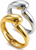 Chunky Gold Bangle Bracelets for Women with Dainty 14k Gold Plated Big Stackable Bangles Set Statement Cuff Bracelet Stack Fashion Jewelry Gifts - 2 Silver & gold teardrop chunky bangles