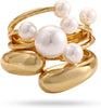 Chunky Gold Bangle Bracelets for Women with Dainty 14k Gold Plated Big Stackable Bangles Set Statement Cuff Bracelet Stack Fashion Jewelry Gifts - 3 Big pearl bangles
