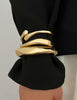 Chunky Gold Bangle Bracelets for Women with Dainty 14k Gold Plated Big Stackable Bangles Set Statement Cuff Bracelet Stack Fashion Jewelry Gifts - view 5