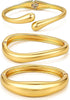 Chunky Gold Bangle Bracelets for Women with Dainty 14k Gold Plated Big Stackable Bangles Set Statement Cuff Bracelet Stack Fashion Jewelry Gifts - A7-gold
