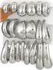 10 Pairs Chunky Gold Hoop Earrings for Women, Trendy Set - Silver