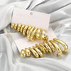 10 Pairs Chunky Gold Hoop Earrings for Women, Trendy Set - view 7