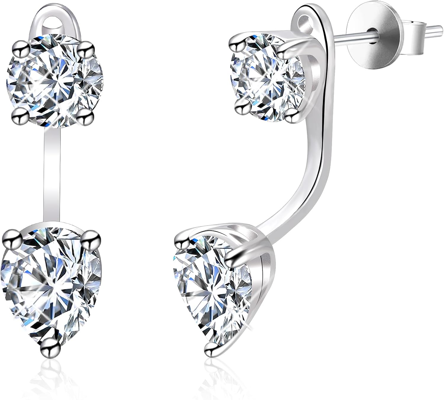 2.6Ct Moissanite Earring Jacket for Studs Drop Diamond Earrings for Women - main view