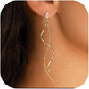 Long Gold Dangle Earrings for Women, 14K Plated Tassel Earring - C-dangle twist drop