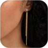 Long Gold Dangle Earrings for Women, 14K Plated Tassel Earring - D-CZ dangle drop tassel