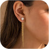 Long Gold Dangle Earrings for Women, 14K Plated Tassel Earring - E-pearl dangle tassel
