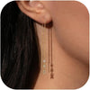 Long Gold Dangle Earrings for Women, 14K Plated Tassel Earring - G-cz threader chain earrings