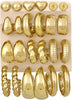 12 Pairs Chunky Gold Hoop Earrings for Women Trendy, Gold Plated Lightweight Stack, Thick Open Twisted Huggie Hoops Earring Set - main view