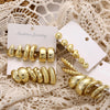 12 Pairs Chunky Gold Hoop Earrings for Women Trendy, Gold Plated Lightweight Stack, Thick Open Twisted Huggie Hoops Earring Set - view 5