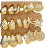 12 Pairs Chunky Gold Hoop Earrings for Women Trendy, Gold Plated Lightweight Stack, Thick Open Twisted Huggie Hoops Earring Set - Gold Shell