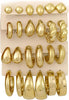 12 Pairs Chunky Gold Hoop Earrings for Women Trendy, Gold Plated Lightweight Stack, Thick Open Twisted Huggie Hoops Earring Set - Gold Hoop