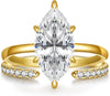 3.5CT Marquise Cut Engagement Ring Set for Women, Adjustable Open CZ - main view