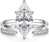 3.5CT Marquise Cut Engagement Ring Set for Women, Adjustable Open CZ - Silver 8