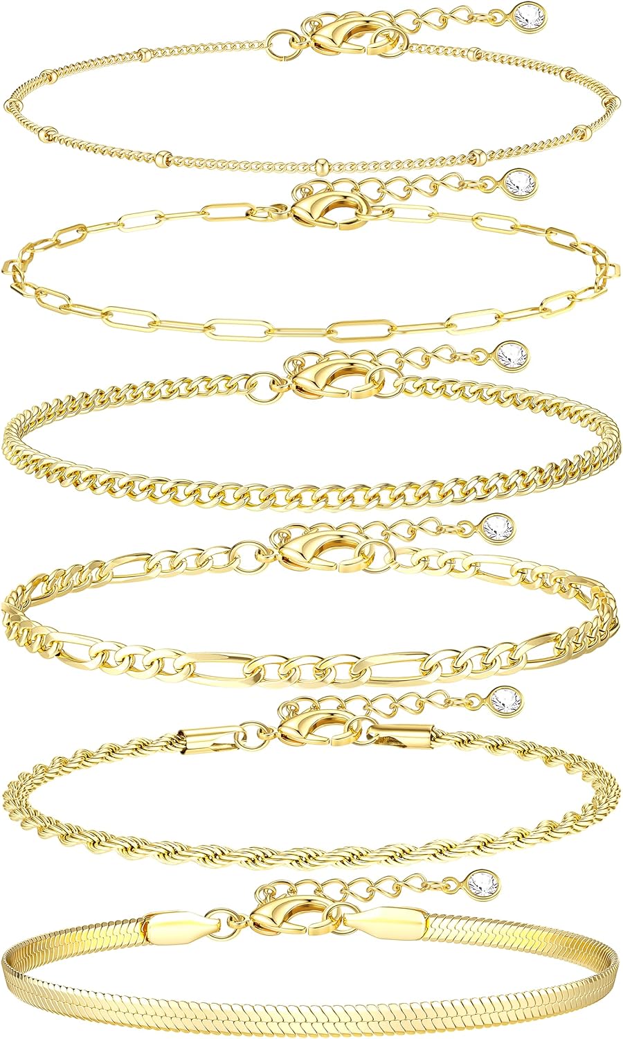 Ankle Bracelets for Women 14K Gold Plated Anklets Set - main view