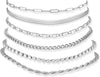 Ankle Bracelets for Women 14K Gold Plated Anklets Set - 6 Pcs Steel Tennis-8.5+2.5 Inch