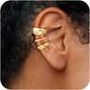 14K Gold/Silver Plated Ear Cuffs Non Piercing Set Clip On Dainty - gold style 2