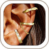 14K Gold/Silver Plated Ear Cuffs Non Piercing Set Clip On Dainty - gold style 11