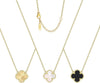 18K Gold Plated Clover Pendant Necklace Set for Women Fashion Four Leaf Clover Necklace Lucky Simple Jewelry Gifts for Women 3Pcs - main view