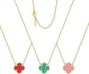 18K Gold Plated Clover Pendant Necklace Set for Women Fashion Four Leaf Clover Necklace Lucky Simple Jewelry Gifts for Women 3Pcs - Red+Green+Pink