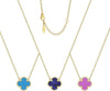 18K Gold Plated Clover Pendant Necklace Set for Women Fashion Four Leaf Clover Necklace Lucky Simple Jewelry Gifts for Women 3Pcs - Blue+Purple+Dark Blue