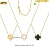 18K Gold Plated Clover Pendant Necklace Set for Women Fashion Four Leaf Clover Necklace Lucky Simple Jewelry Gifts for Women 3Pcs - view 2